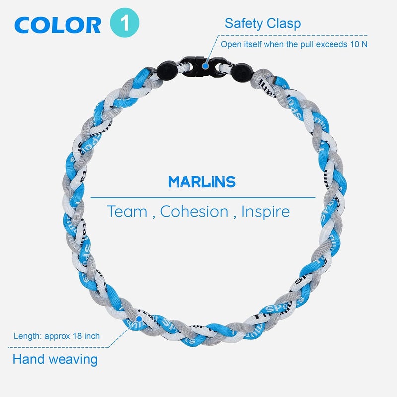 SUPBOMM 3 pcs Baseball Rope Necklaces, League Team Colors Braided Necklace, Baseball Team Gifts - Image 2